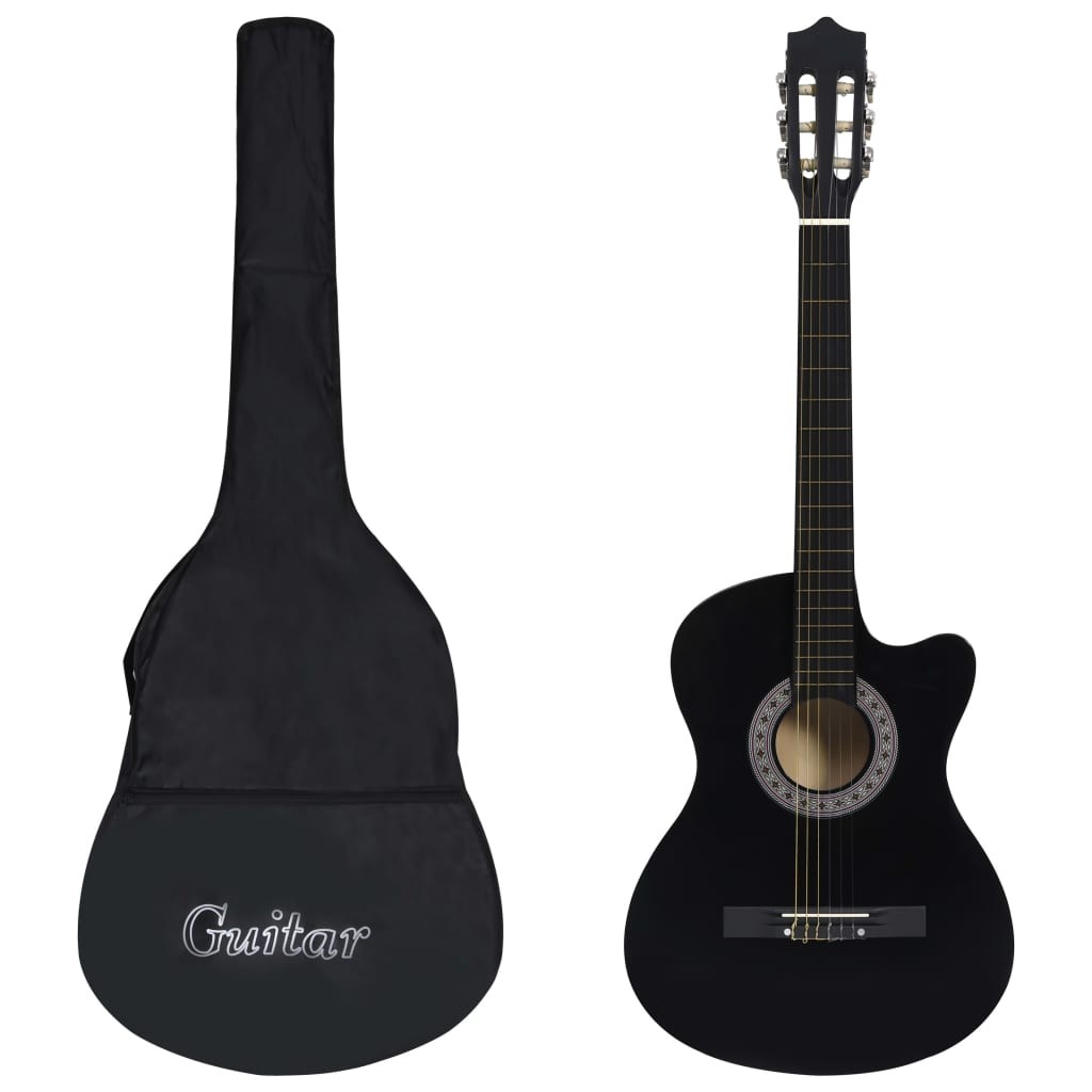 12 Piece Western Acoustic Guitar Set with 6 Strings Black 38"